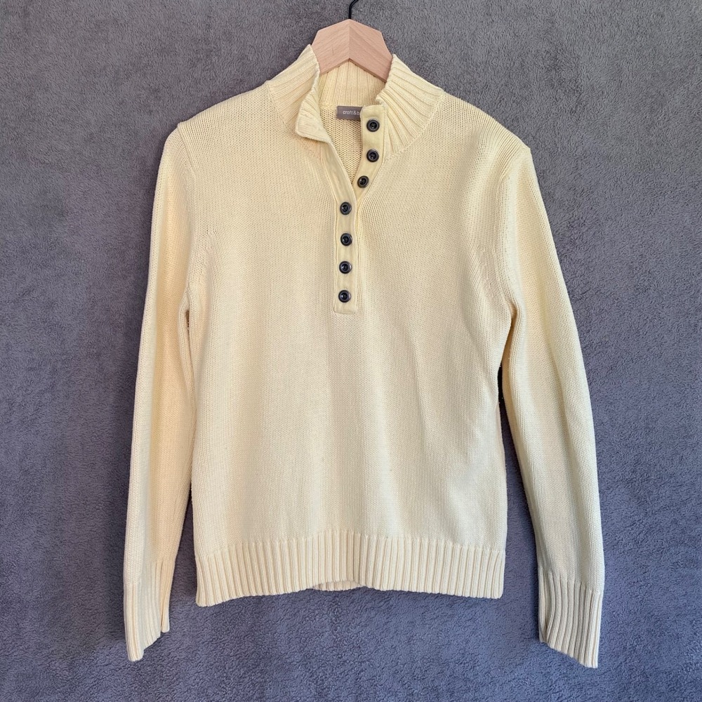 Vintage Croft & Barrow Womens Butter Yellow Sweater Size M Preppy Old Money